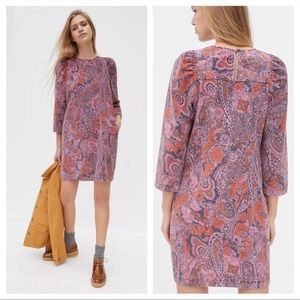 Anthropologie Dayna corduroy pink  Paisley Mini Dress